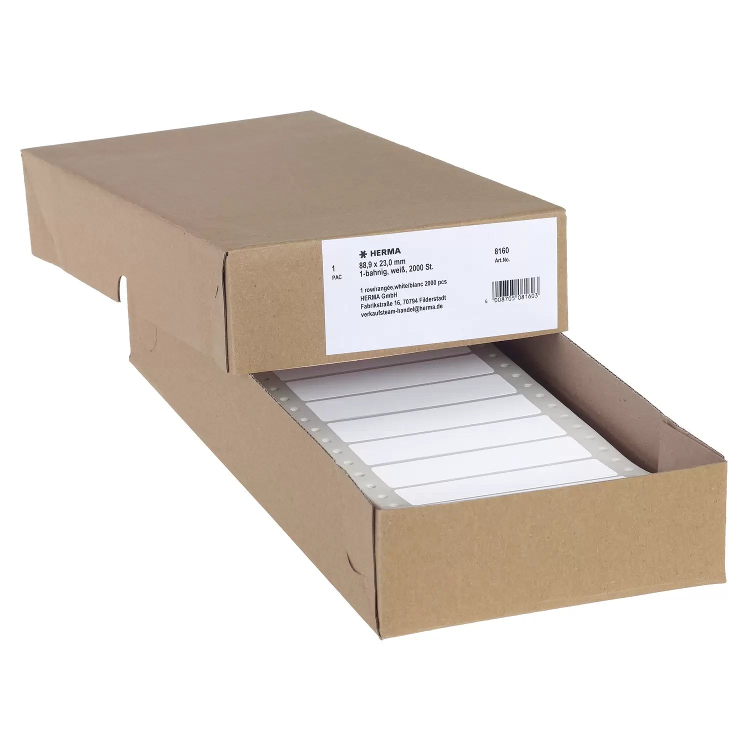 HERMA Druckeretiketten, 89 mm × 23 mm, weiss, Papier, permanent, 2000 Etiketten