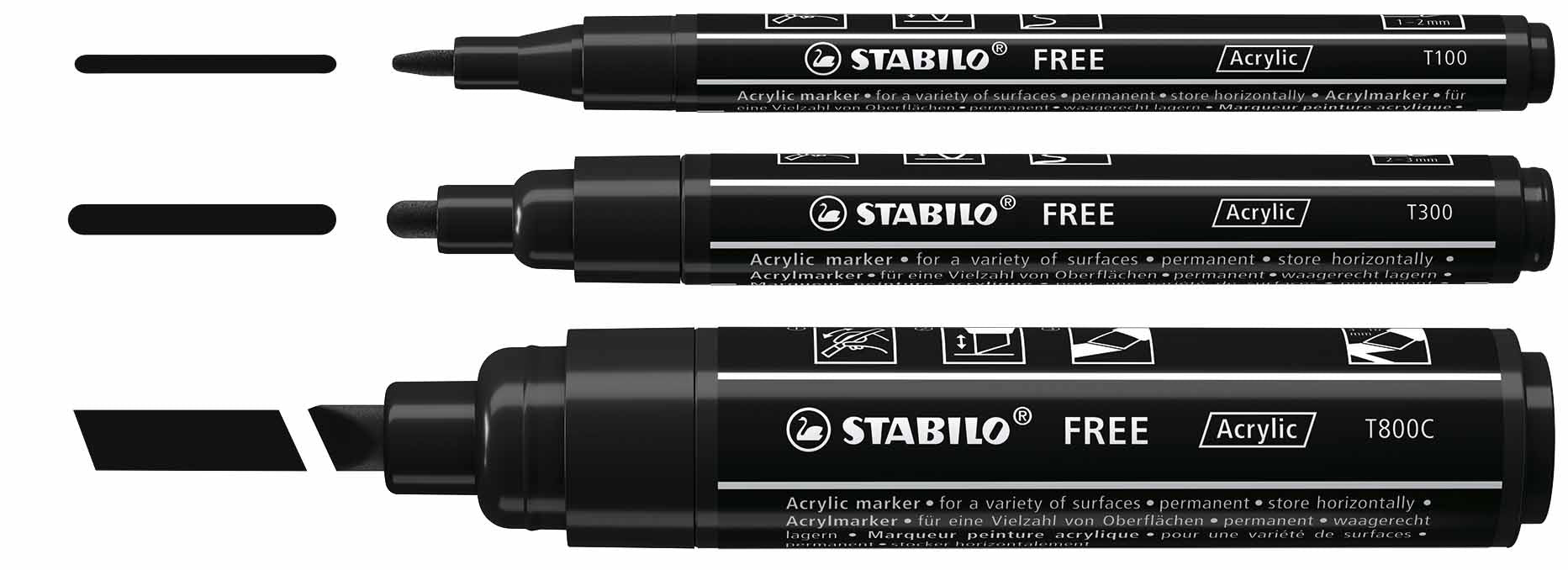 STABILO Acrylmarker für STABILO T100, T300 und T800C – Schwarz