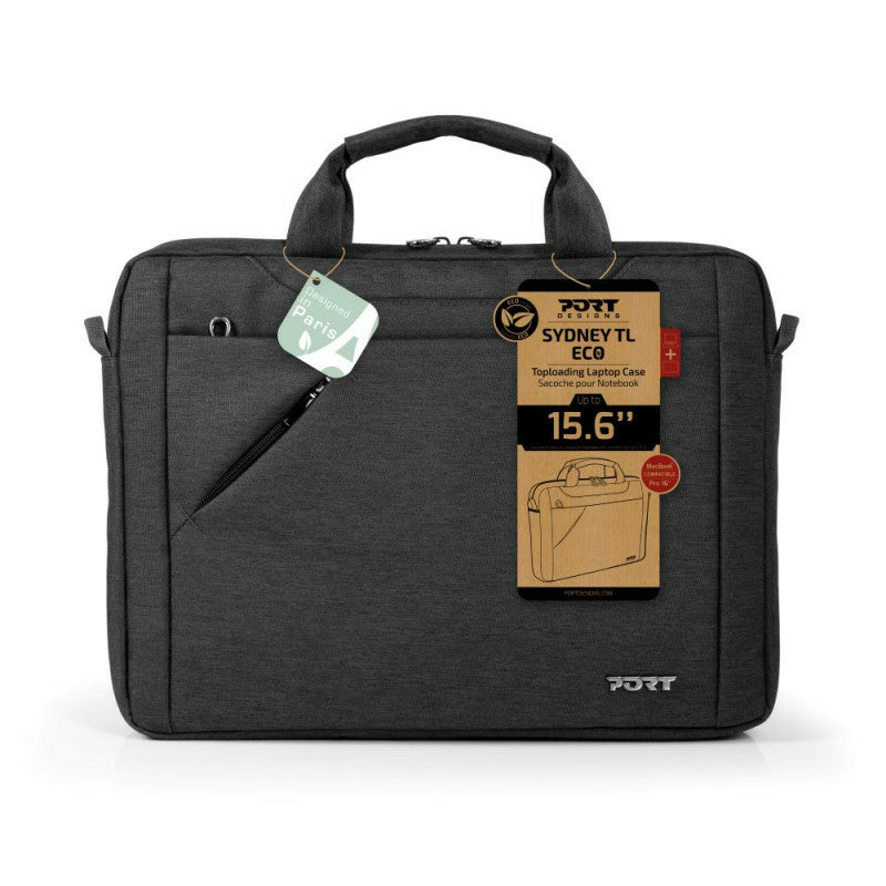 Port Designs Notebook-Tasche für Laptops bis 15,6" – Gepolstertes Laptopfach, Trolley-Haltegurt – Schwarz