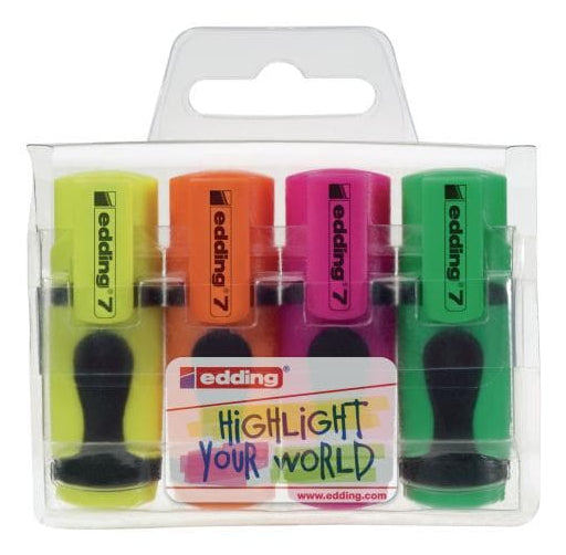 Edding Mini Textmarker Set 4 Neonfarben – Keilspitze, 1–3 mm