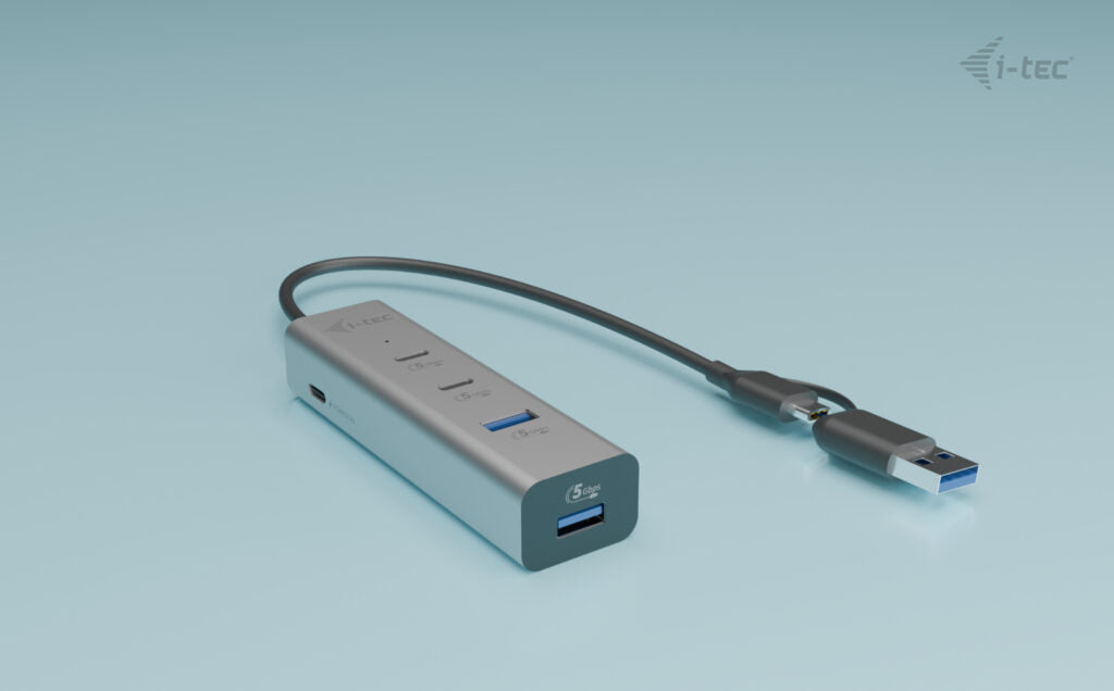 i-tec Universeller Ladender Metall USB-Hub – USB-C/USB-A, 2× USB-A, 2× USB-C, 85 W PD, für Windows/Mac/ChromeOS