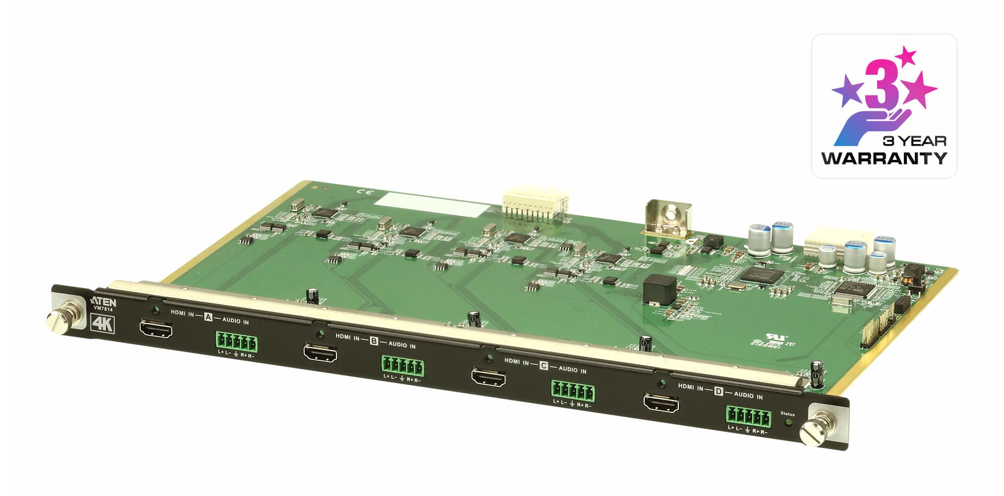ATEN VM7814 – HDMI Eingabekarte, 4× HDMI In, 4K@60 Hz, HDCP 2.2, Stereo-Audio, EDID-Expert, Hot-Swap