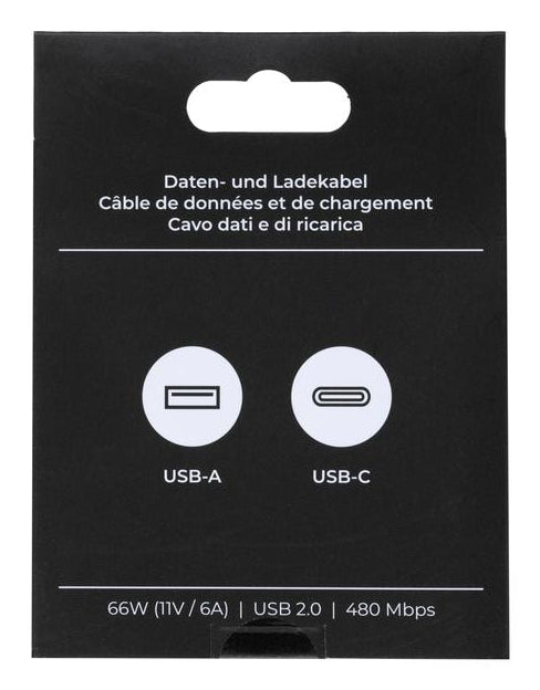 ONIT USB-Kabel – USB-A auf USB-C – USB 2.0 (480 Mbit/s) – 0,5 m – PD 66 W – Textilmantel – Schwarz
