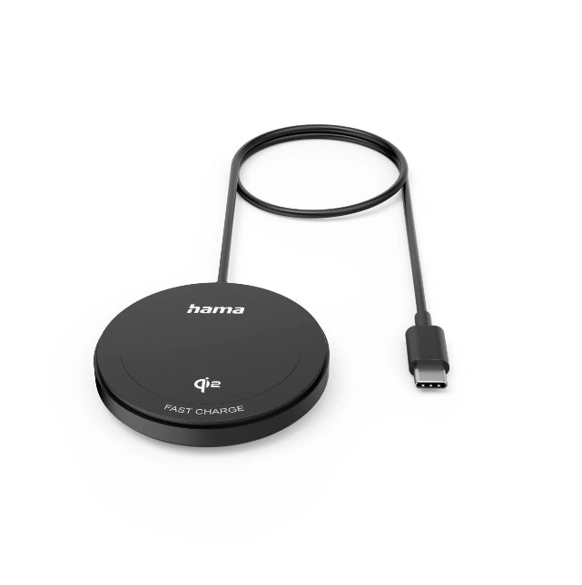 Hama 00201725 Kabelloses Ladegerät 15 W – Qi2, Schnellladung – USB-C-Kabel inkl., für Smartphones mit Qi2