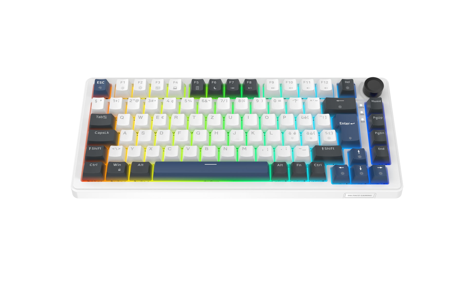 Deltaco Gaming DK480 – Gaming-Tastatur 75% – Mechanisch, RGB – USB-C kabelgebunden – QWERTZ (CH) – Weiss