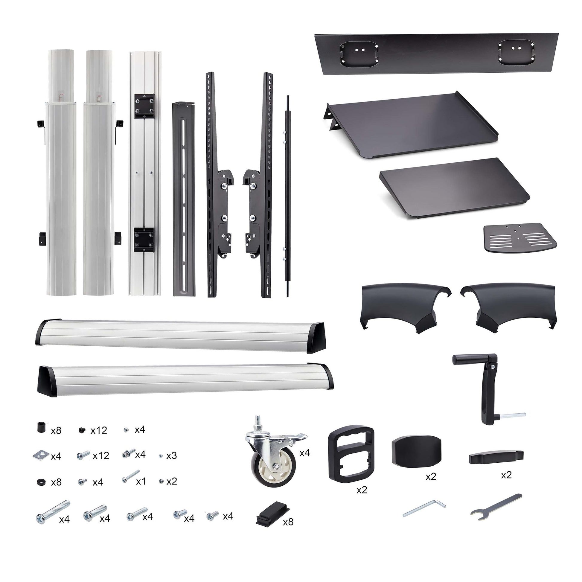 StarTech.com TV-Wagen – 60–100" – VESA 200×200–1000×600 – bis 100 kg, Höhenverstellbar, mit Rollen