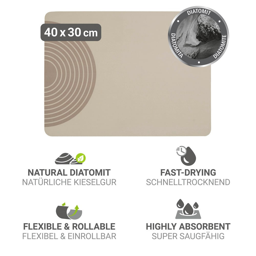 WENKO Abtropfmatte 30 × 40 × 0,9 cm, gummiert, beige