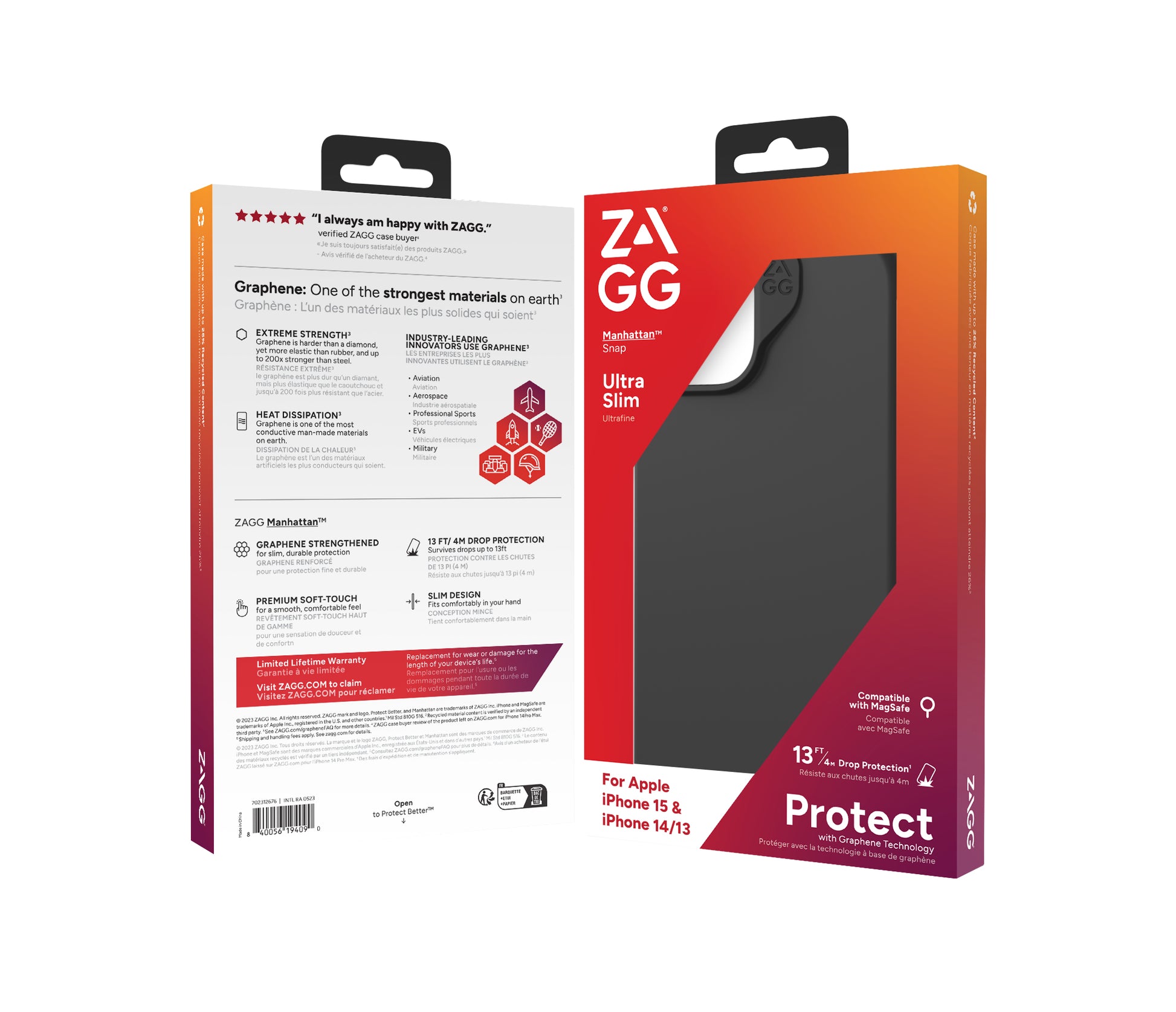 ZAGG Backcover Manhattan Snap – für Apple iPhone 15/14/13 – schwarz