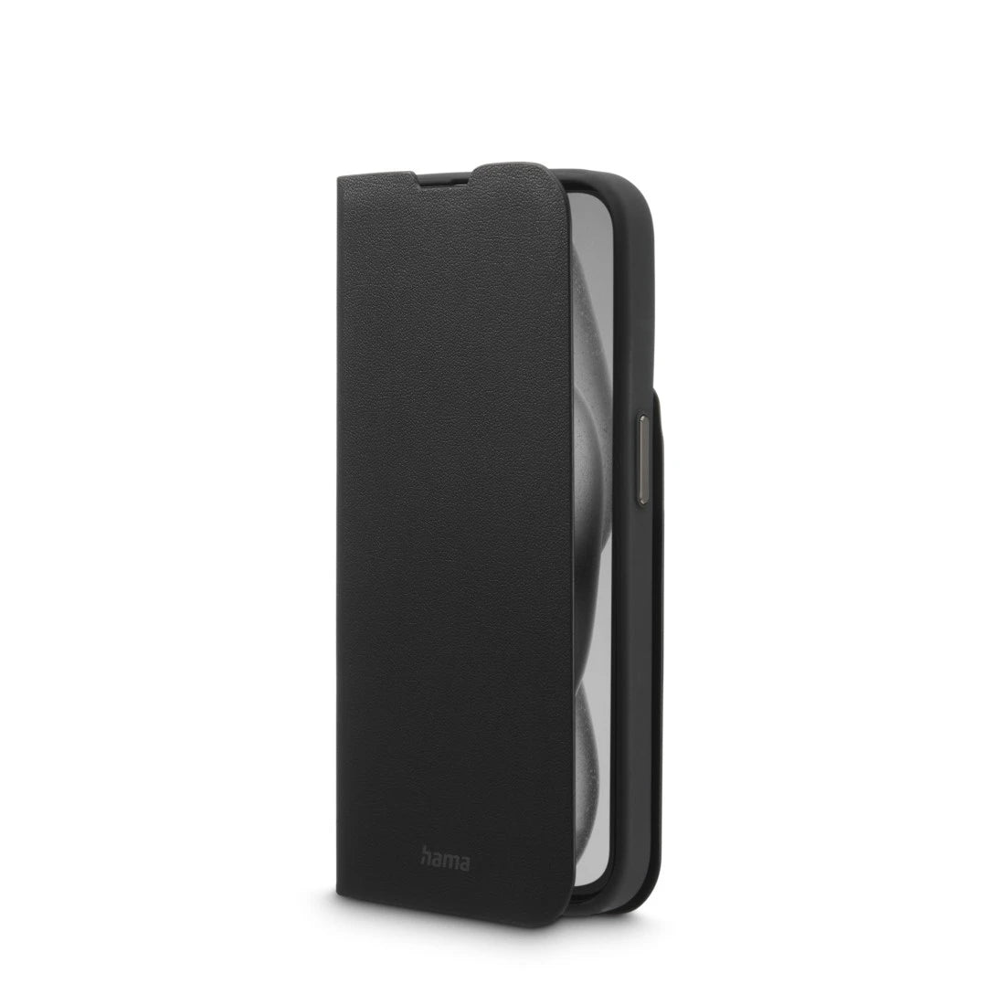 Hama Booklet-Hülle Eco Premium – für Apple iPhone 16 – schwarz – Kunstleder, mit Kartenfach