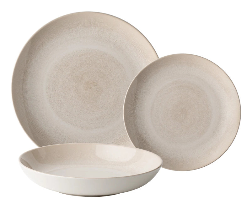 Lunasol Elements Vulcano Tellerset – 12-teilig, Steingut, Sand