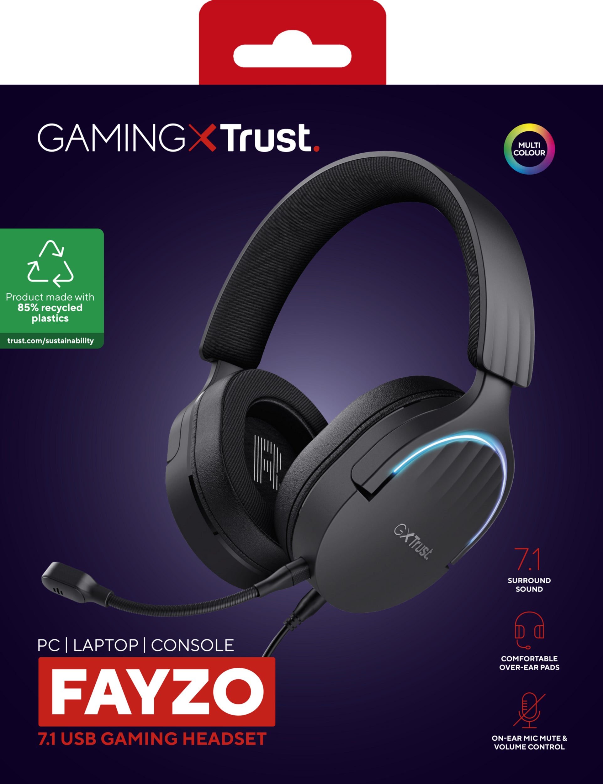Trust GXT490 FAYZO Gaming-Headset – Over-Ear, Stereo, Kabelgebunden, USB-A, Schwarz