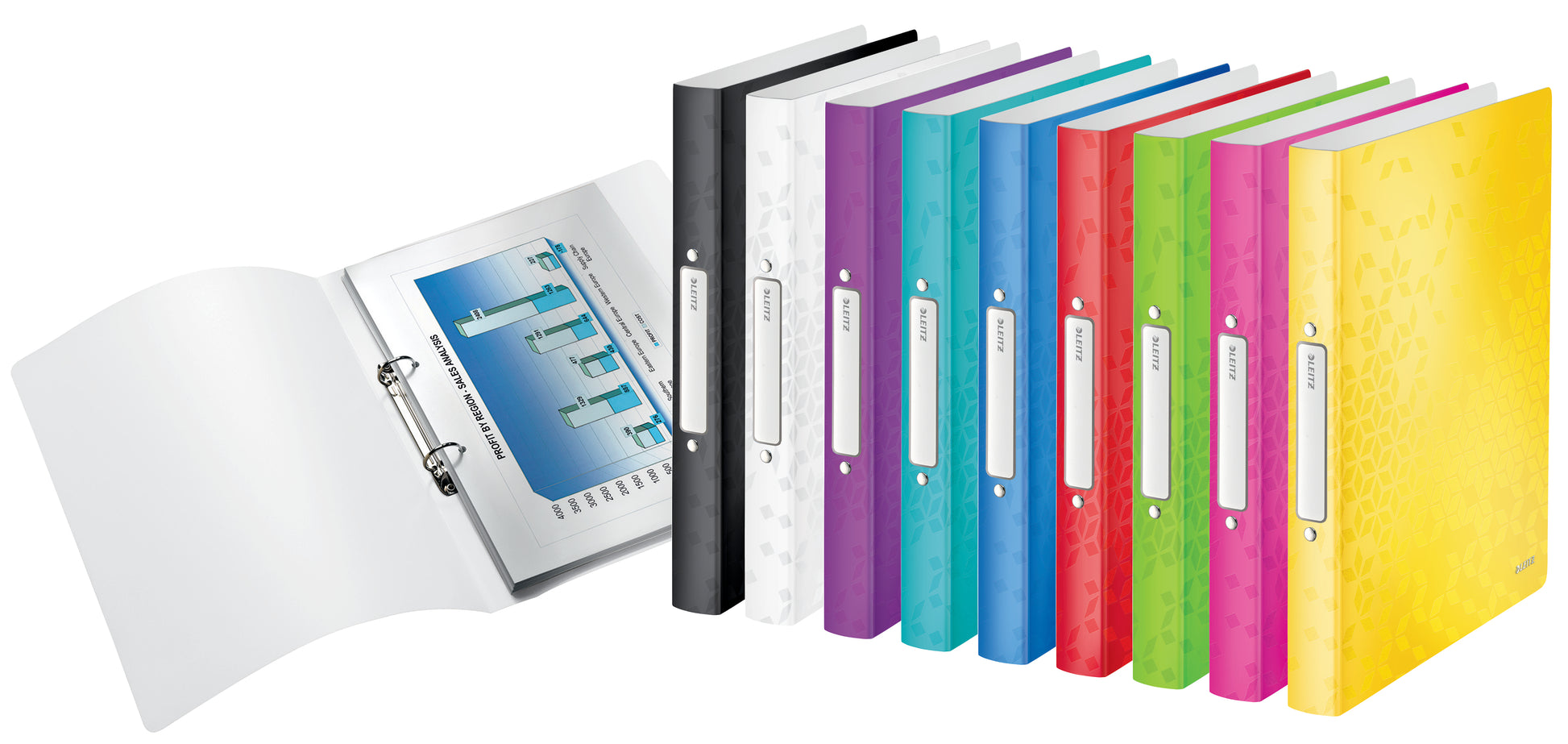 Leitz WOW Ringbuch – 2-Ring Ø 25 mm – für A4 – Rückenbreite 3,2 cm – Schwarz