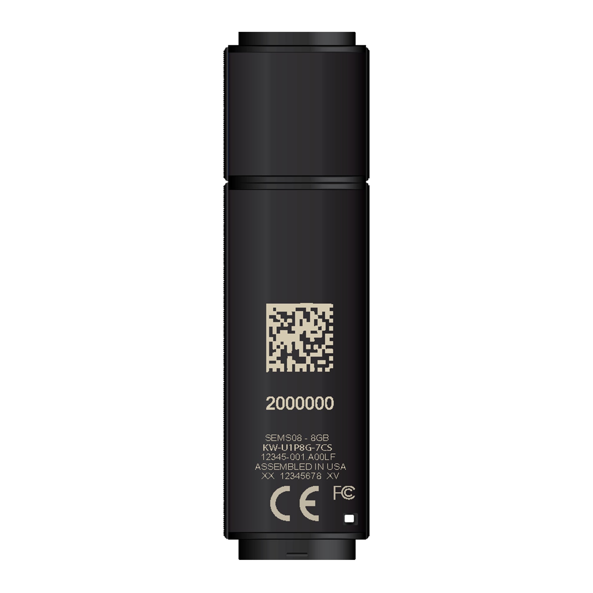 DataLocker Sentry One Managed USB-Stick 8 GB – USB-A 3.2 Gen 1, 165/22 MB/s, AES-256, IP68, mit Kappe, Schwarz