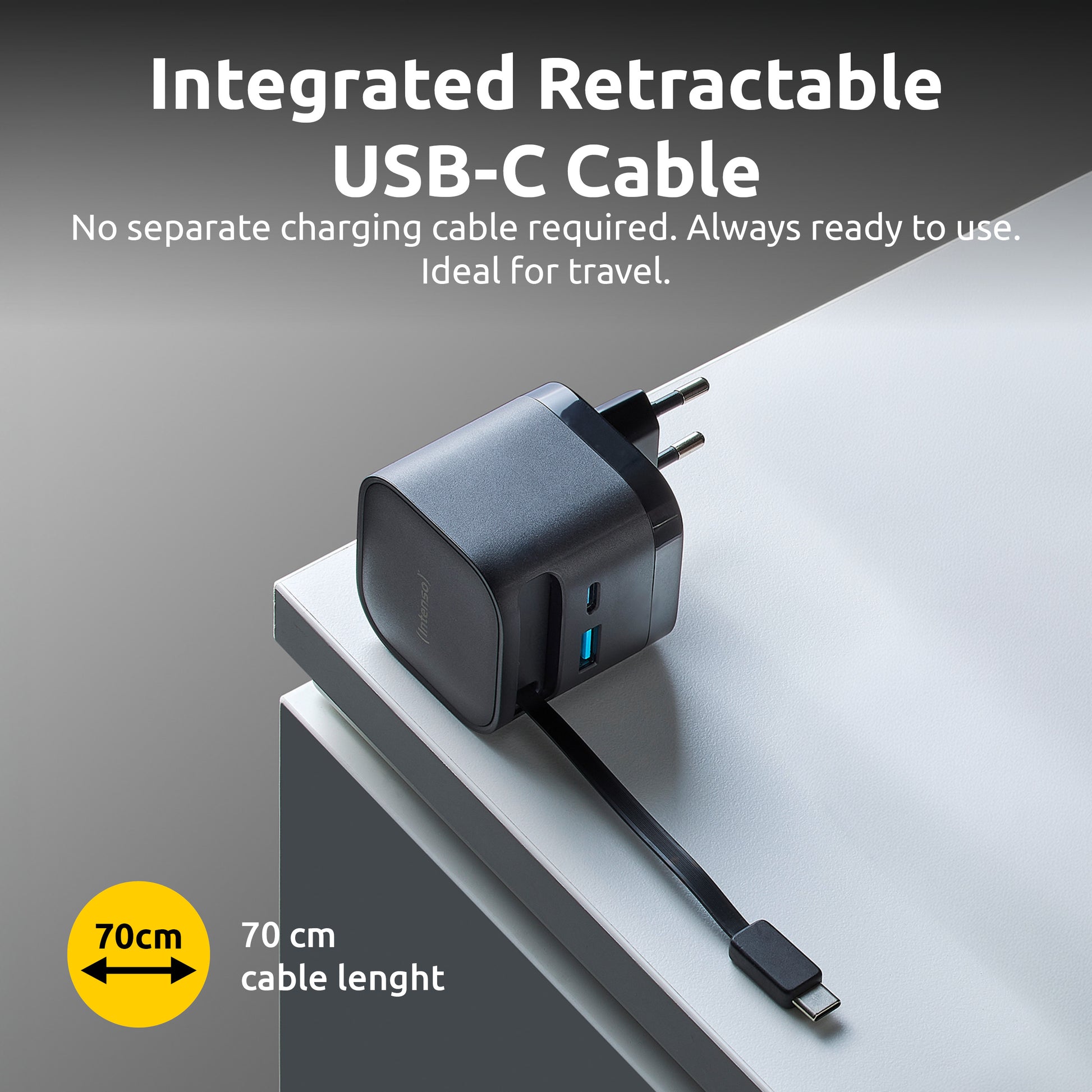 Intenso 7806520 USB-Ladegerät 65 W – GaN, PD 3.0/PPS/QC 4.0 – EU-Stecker (Typ C) – Schwarz