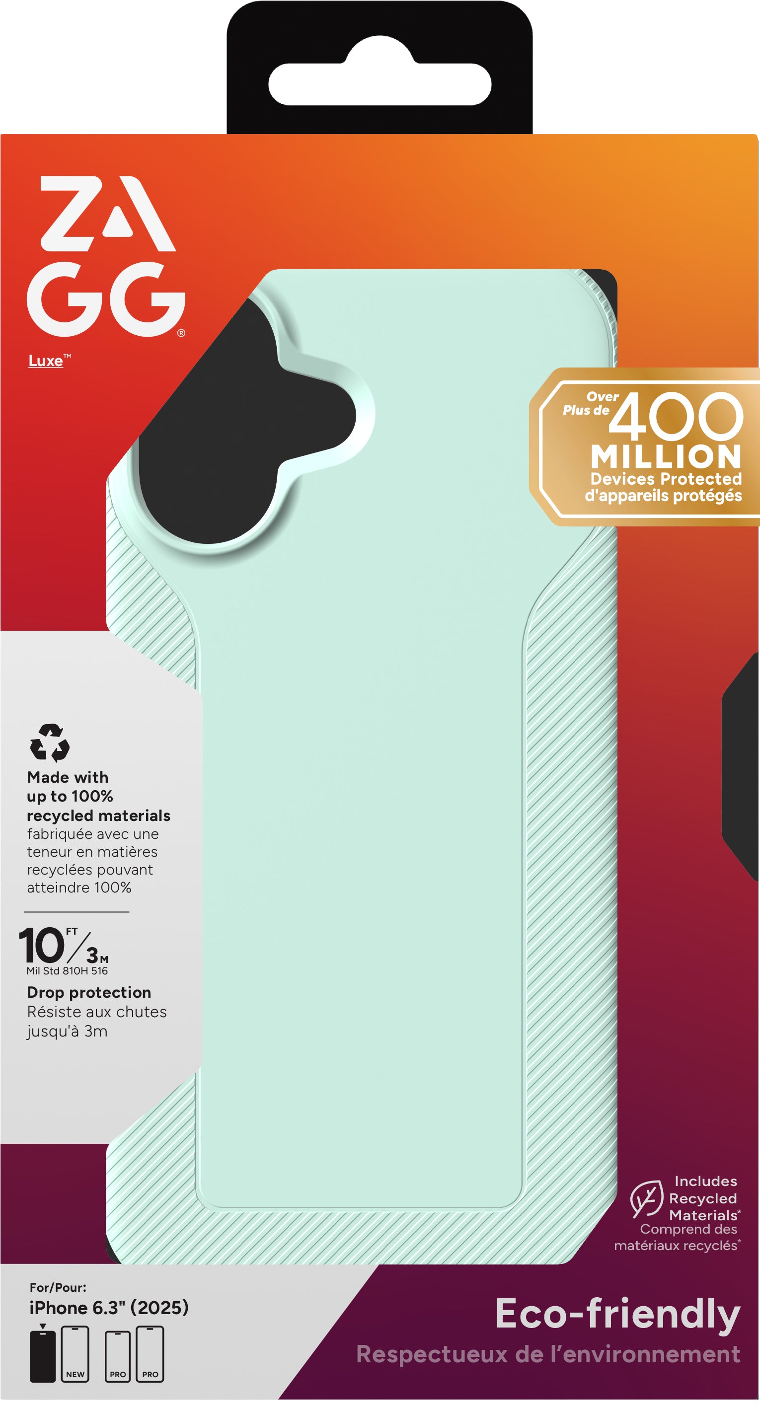 ZAGG Luxe Snap Backcover – für Apple iPhone 17, MagSafe, Graphen, Serene Mint, bis 3 m Sturzsicher