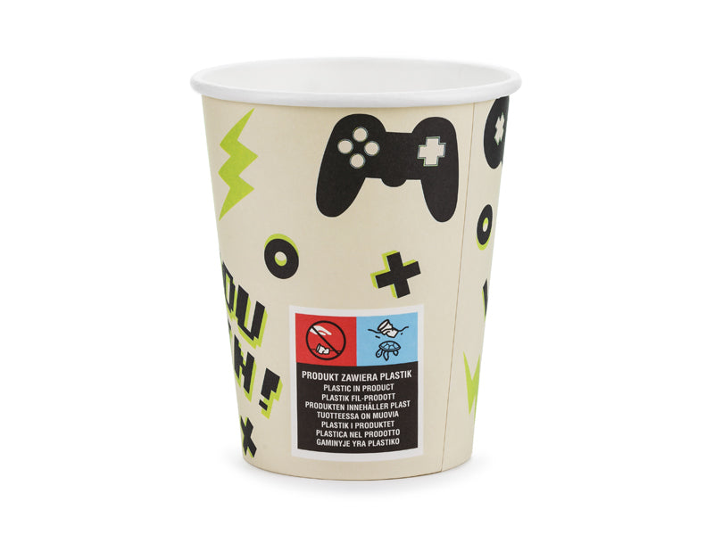 PartyDeco Becher Game, Papier – 2,2 dl, mehrfarbig – 6 Stk.