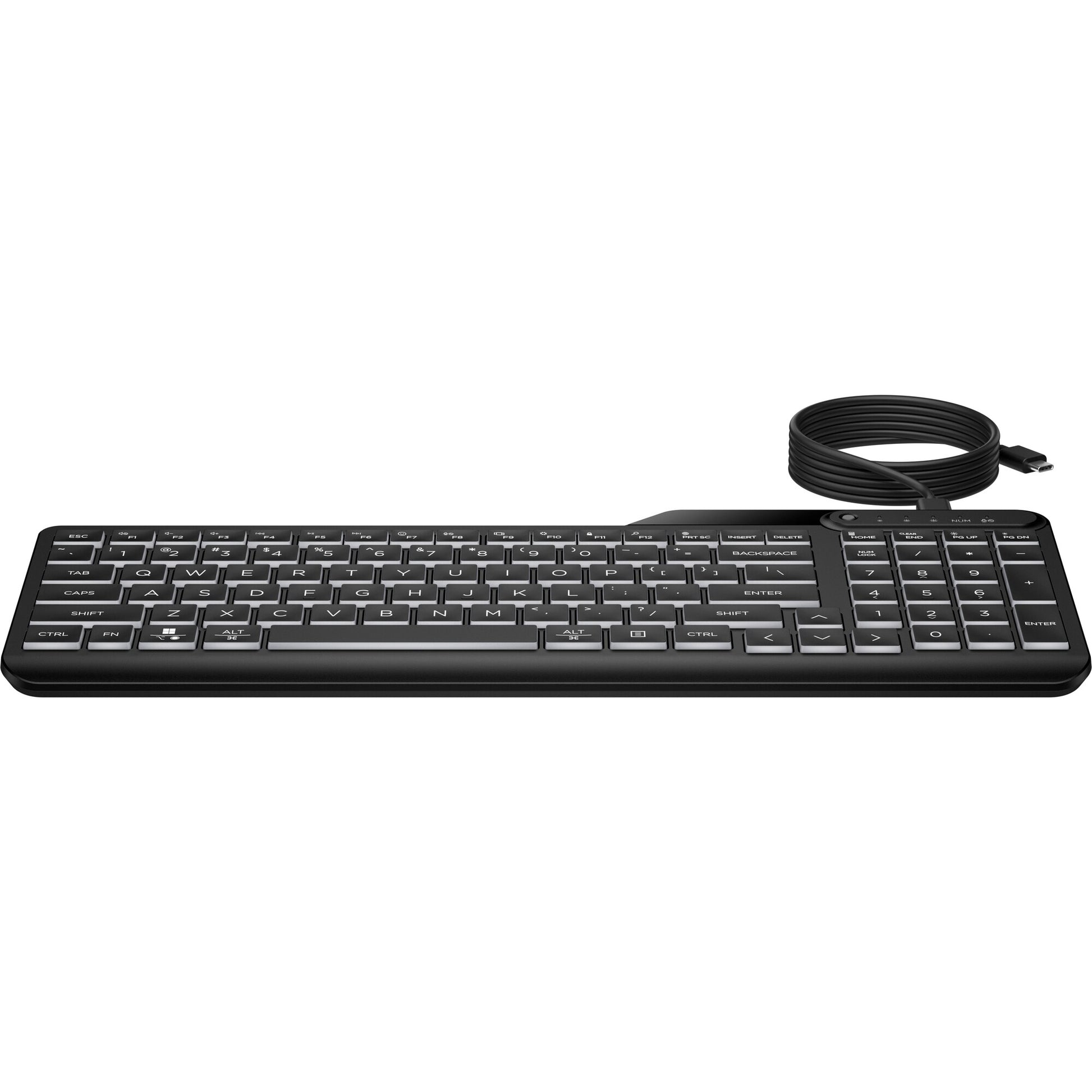HP 405 – Tastatur – Membran, kabelgebunden – USB-C – beleuchtet – auslaufsicher – schwarz