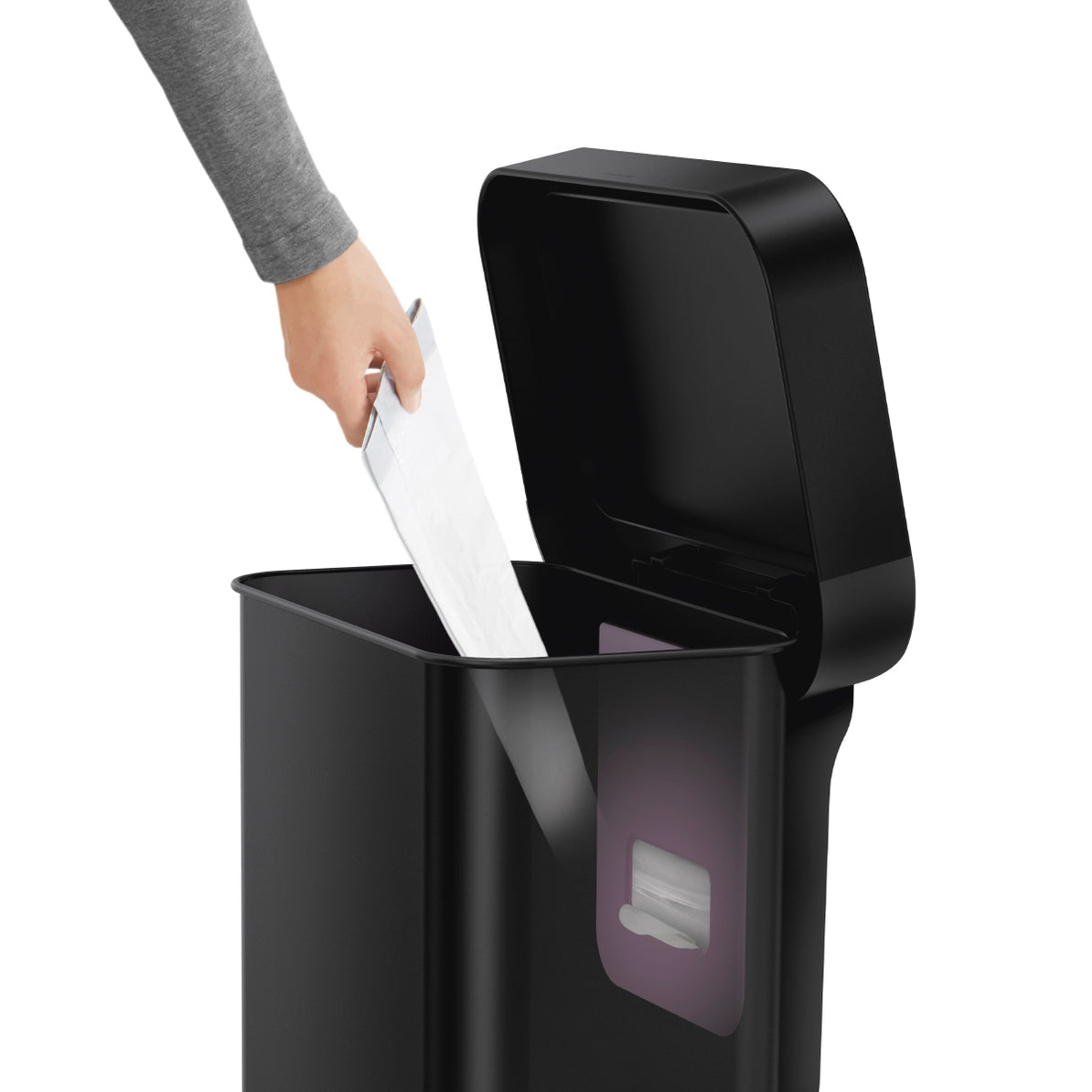 simplehuman Abfallcontainer – 45 l – Edelstahl – B × H × T 405 × 655 × 338 mm