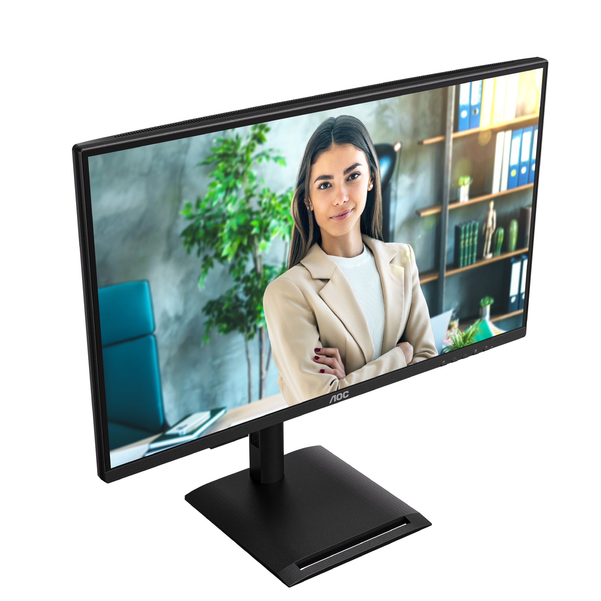 AOC Q27P4U – Monitor, 27", 2560 × 1440 (WQHD), IPS, 120 Hz, 350 cd/m², USB-Hub, Adaptive Sync, Schwarz