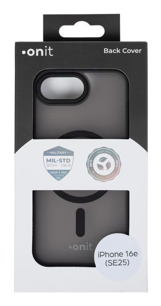 ONIT Backcover – für Apple iPhone 16e, MagSafe, PC+TPE+TPU, Schwarz, bis 3 m sturzsicher