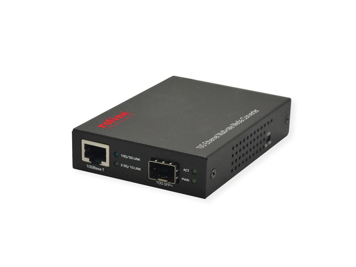 ROLINE Medienkonverter – RJ-45 zu SFP/SFP+, 10 Gbit/s, 1× RJ-45/1× SFP, 5 V DC, Schwarz