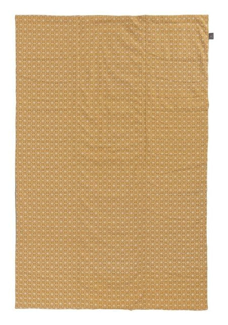 URBANARA Ankisa Wohndecke – Baumwolle, Senfgelb/Weiss/Grüngrau – 130 × 190 cm