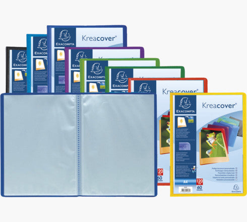 Exacompta Sichtbuch Kreacover A4, 60 Hüllen, PP, assortiert – 8 Stück