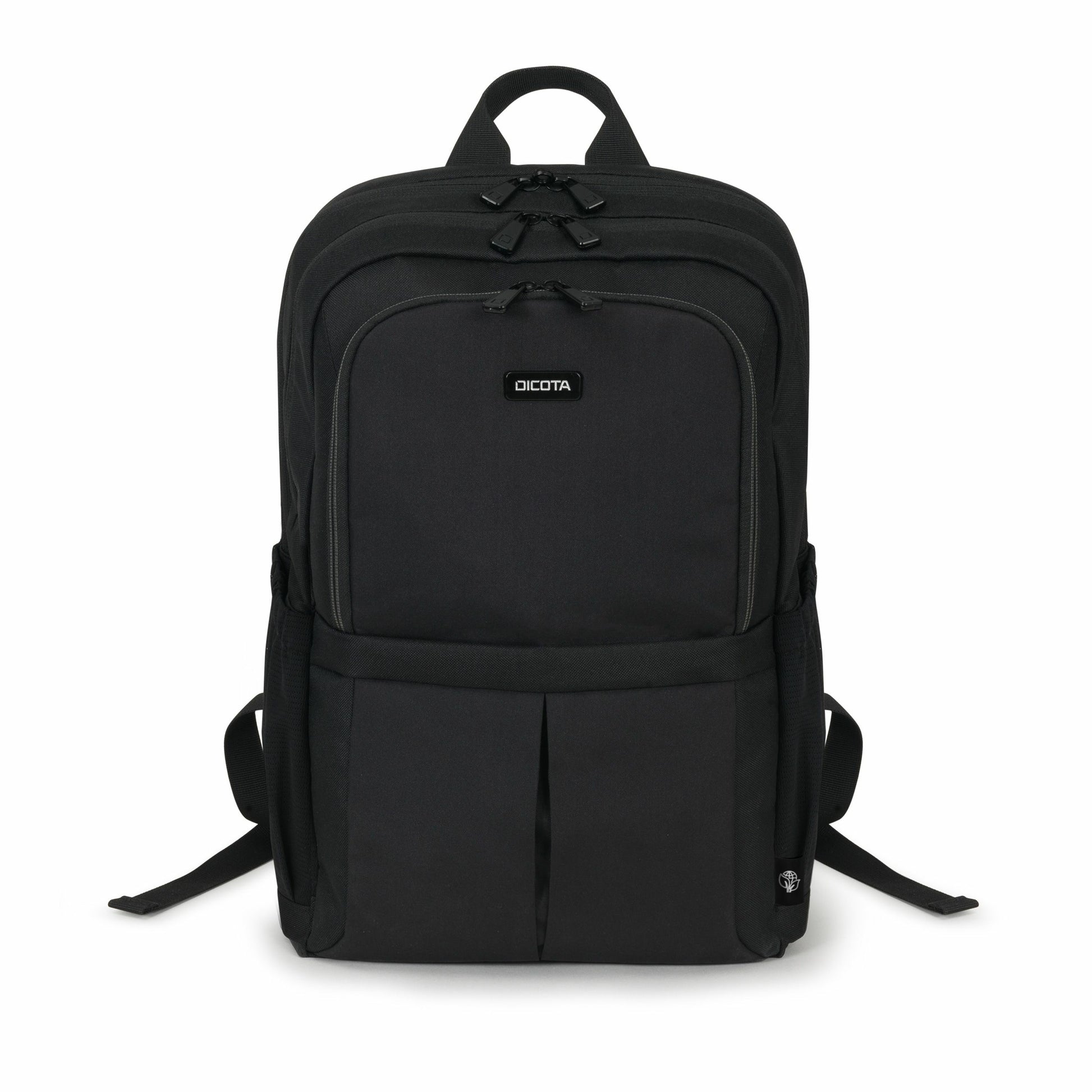 DICOTA Eco SCALE Notebook-Rucksack bis 17,3" – 100% recycelter PET, Trolley-Haltegurt – Schwarz