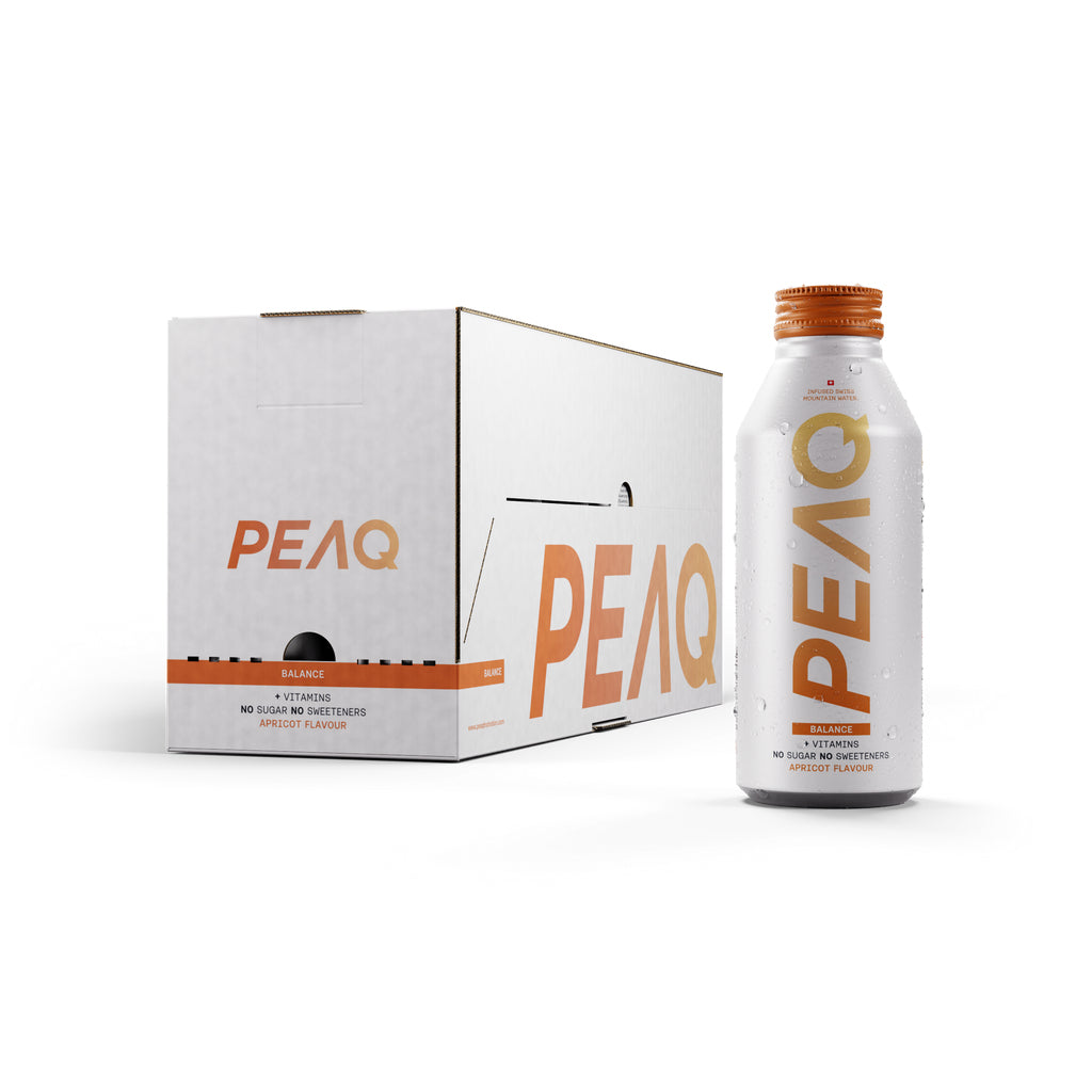 PEAQ Balance – Leicht prickelndes Vitaminwasser, Aprikose – 12 × 47,3 cl