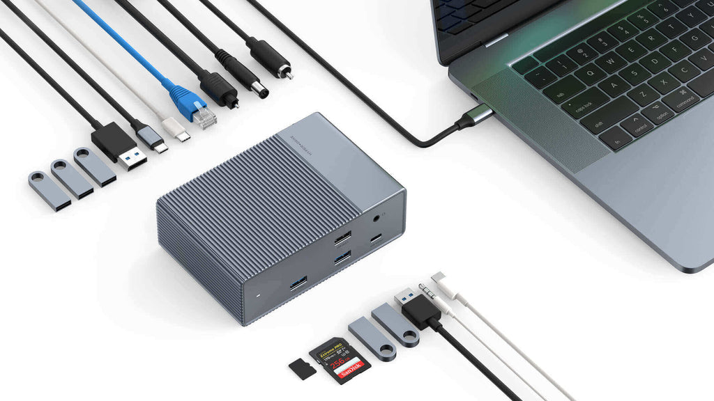 Targus HYPER GEN2 Thunderbolt-Hub – Thunderbolt 3, 1× DP, 2× USB-A, 3× USB-C, GbE, 3,5 mm Audio