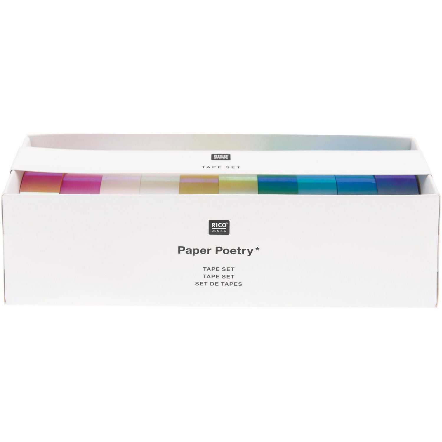 Rico Design Washi Tape Spiegel Regenbogen – 15 mm × 5 m, mehrfarbig, holografisch – 10 Rollen, Papier