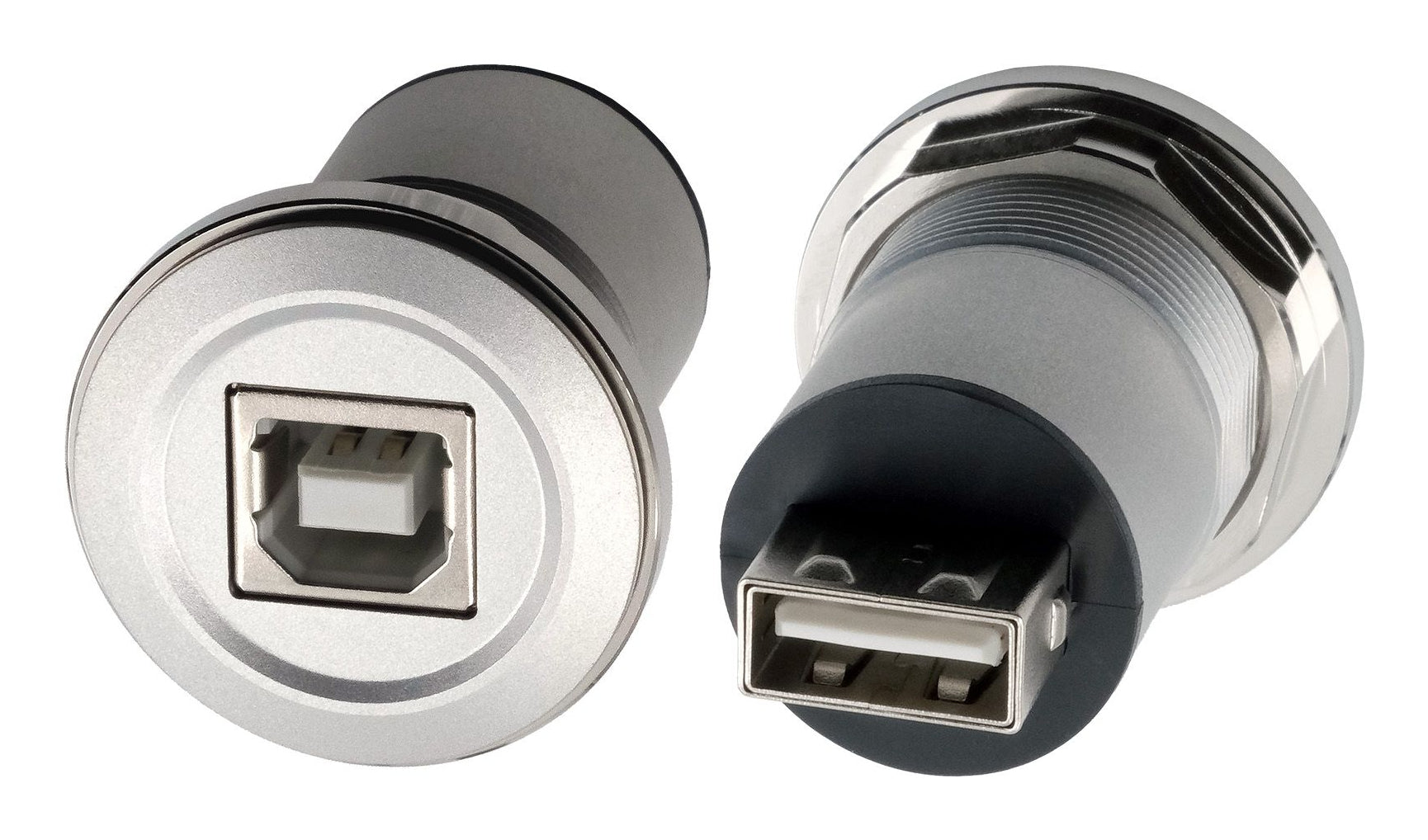 EXSYS EX-49193 Einbau-Adapter USB-B zu USB-A – USB 2.0 (480 Mbit/s), Buchse-Buchse, Metallverstärkt, Silber