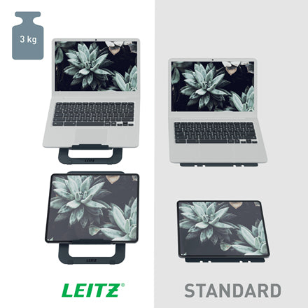 Leitz Laptop-Ständer – bis 17", faltbar, 5 Höhenpositionen – Grau