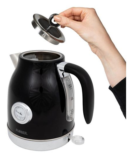 Furber. Furber Wasserkocher – 1,7 l, Edelstahl, Schwarz, F01083