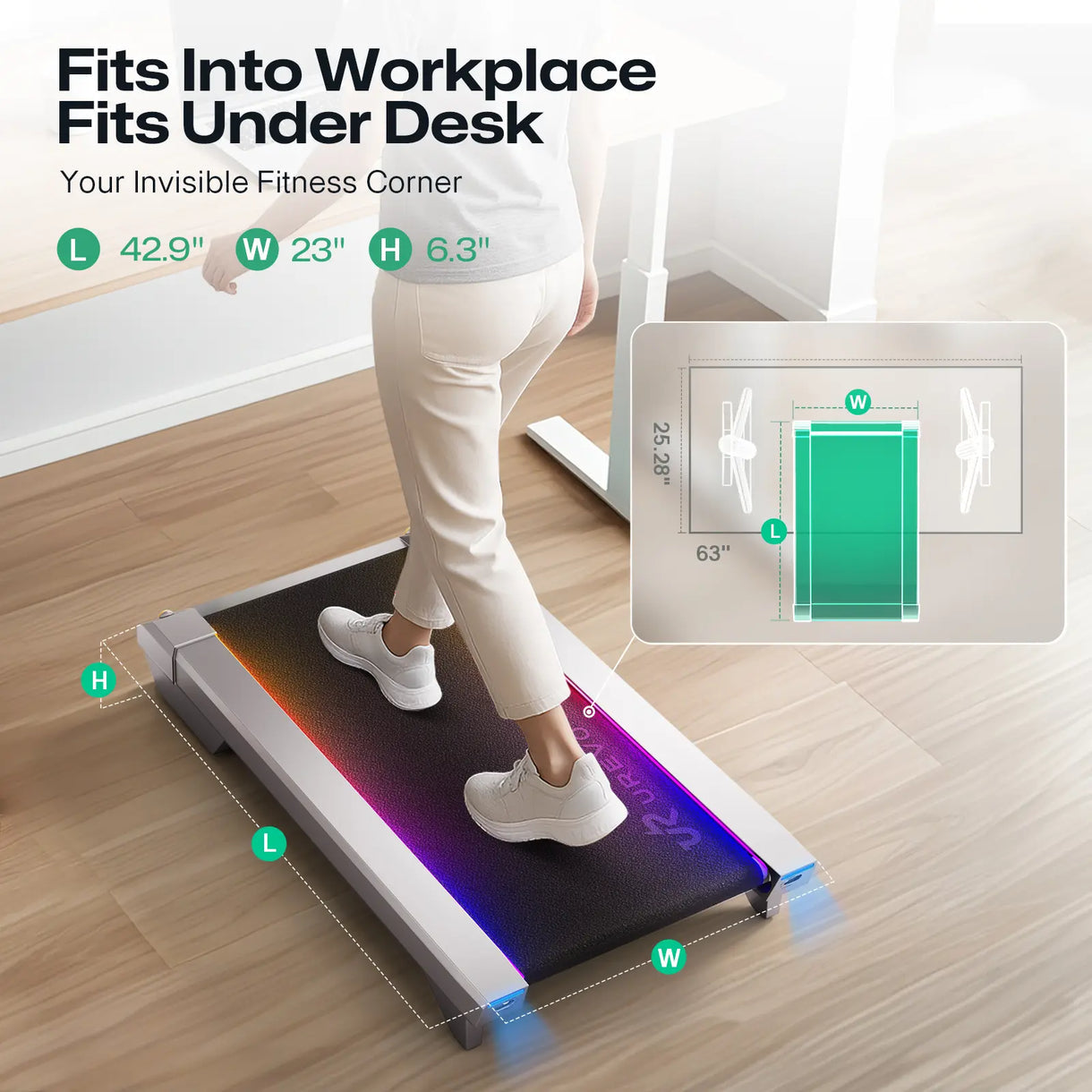 Urevo Walking Pad CyberPad Smart 2, 181 kg, 6 km/h – Silber
