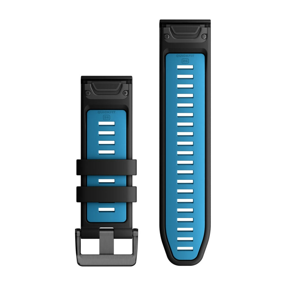 Garmin fenix 7X 26 mm – Silikon, Schwarz/Blau, für Garmin fēnix, epix, Descent