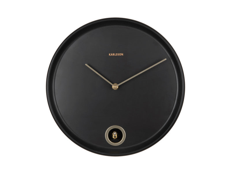Karlsson Esencia Cuckoo Wanduhr – Analog, Ø 30 cm, Schwarz, Metall