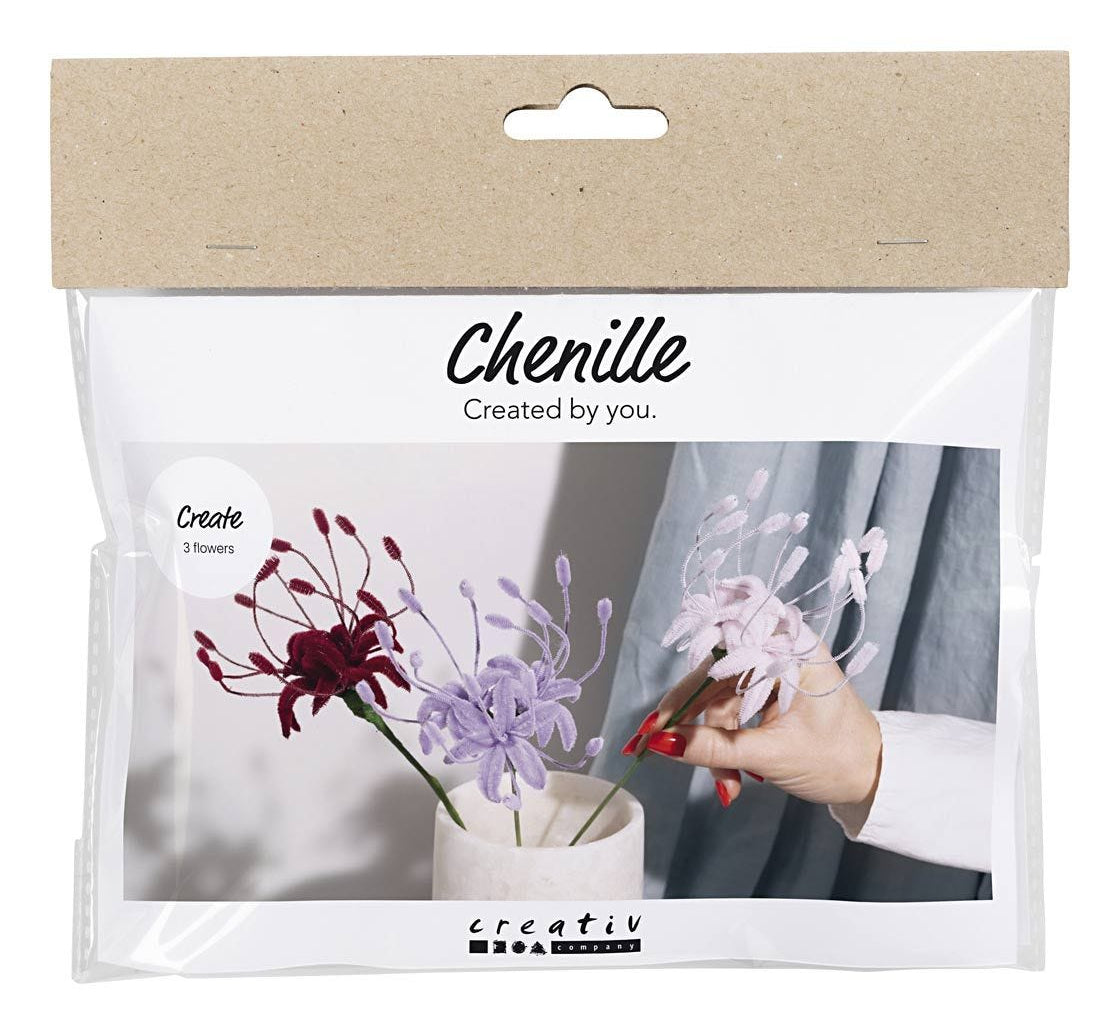 Creativ Company Mini Bastelset - Blumen aus Pfeifenreinigern (Chenille, Blumenstieldraht, florales Klebeband)