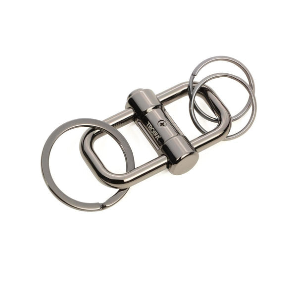 TROIKA Schlüsselanhänger 2 Way Key – 3 Ringe, Schiebeverschluss, Metall, Silber, 6er-Pack