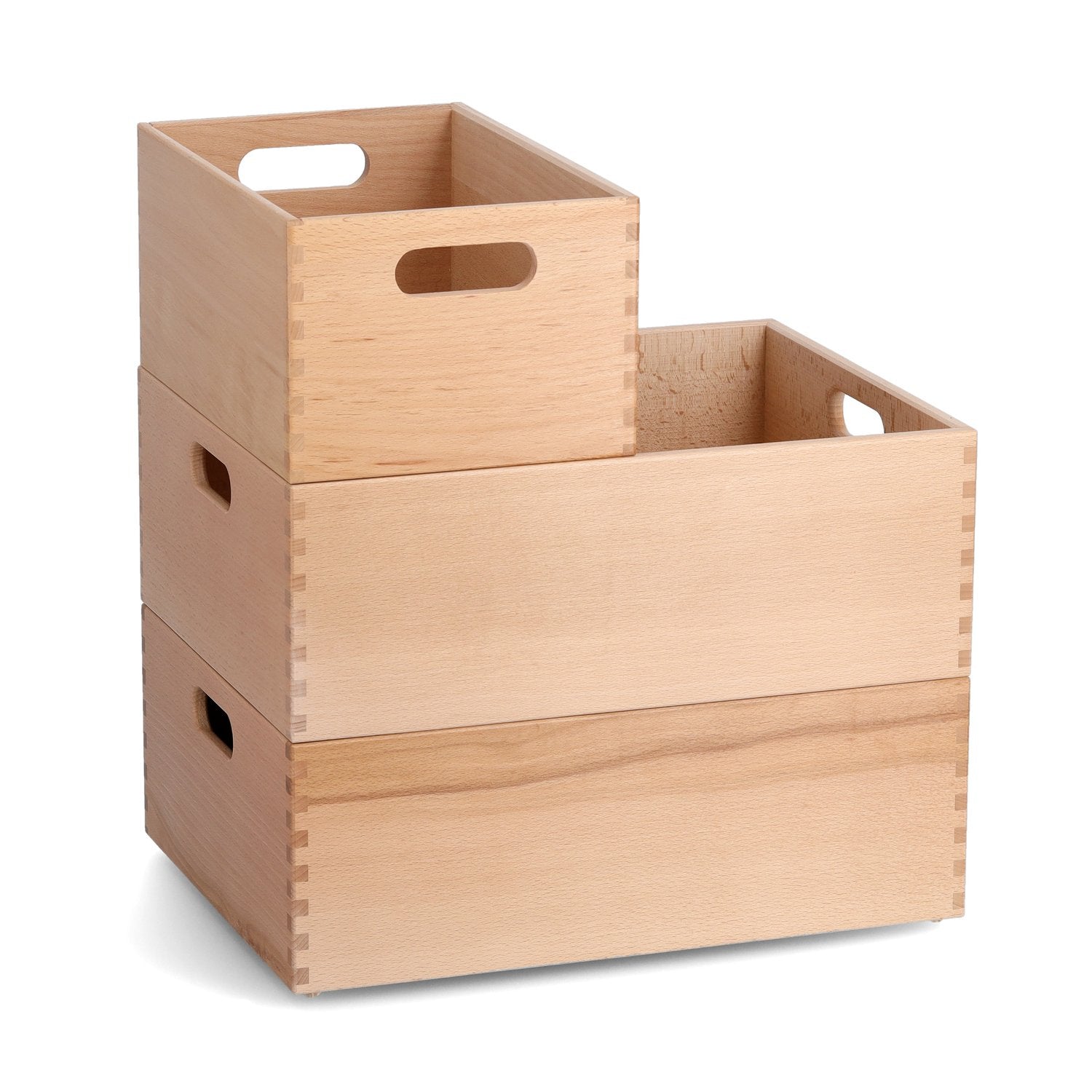 Zeller Present Aufbewahrungsbox (ohne Deckel) – Buche – Natur – stapelbar, mit Griff – 300 × 150 × 400 mm