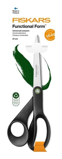 Fiskars Schere 21,0 cm, für Rechtshänder – Edelstahl, Softgrip – Schwarz