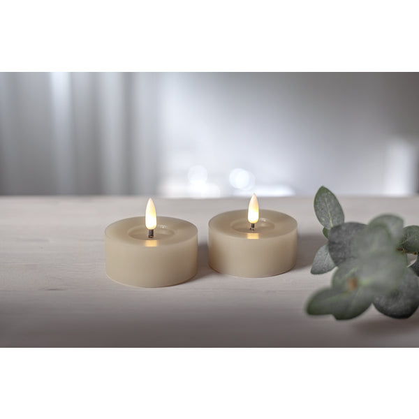 Star Trading Teelicht Flow – Batteriebetrieben, Timer, 2er-Pack – Beige