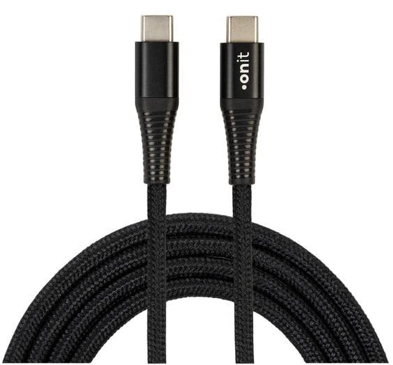 ONIT USB-C auf USB-C Kabel – USB 3.2 Gen 1 (5 Gbit/s) – 1 m – PD 60 W – Textilmantel – Schwarz