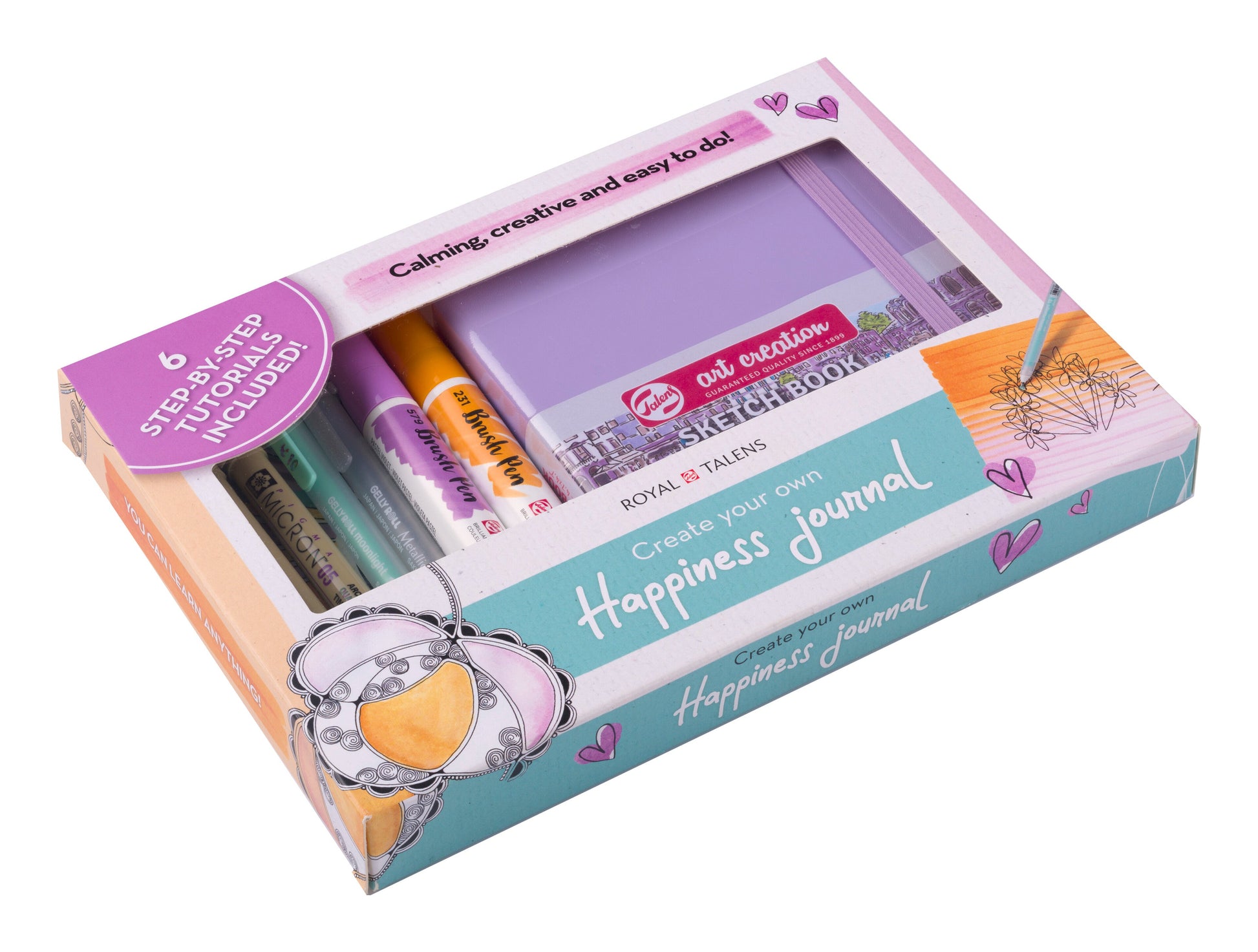 Talens Journaling-Set Handlettering Happiness Journal – 2 Faserschreiber – 1200 × 1200 mm