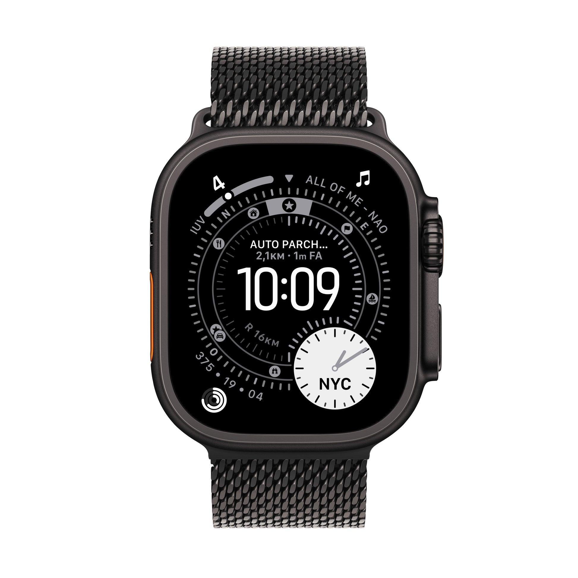 Apple Watch Ultra 3 – Smartwatch – 49 mm, GPS, OLED, Saphirglas, 100 m, Schwarz Titan, Milanese Loop (Small)