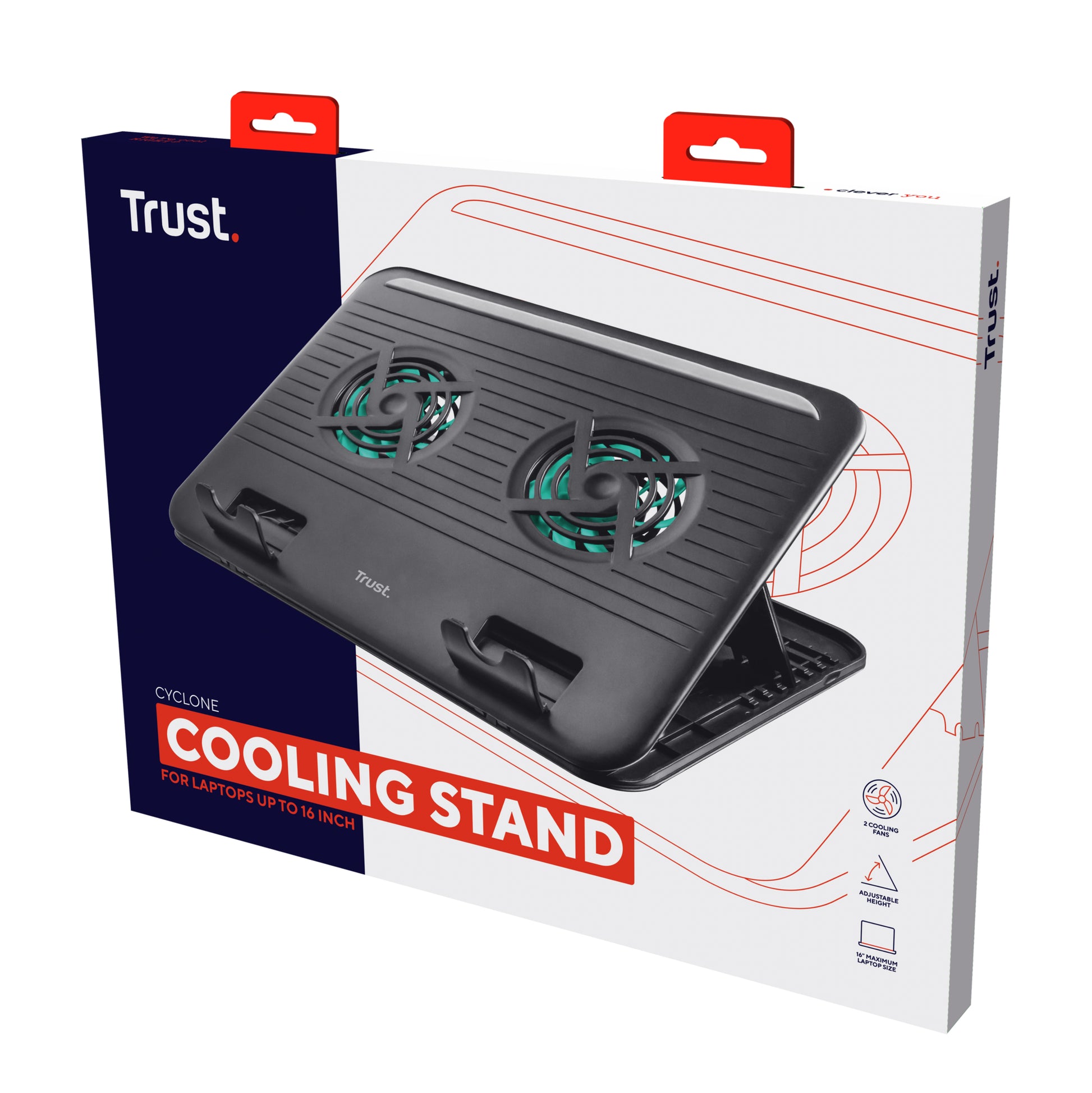 Trust Notebook-Kühler – für Notebooks bis 16", USB-Port, Schwarz