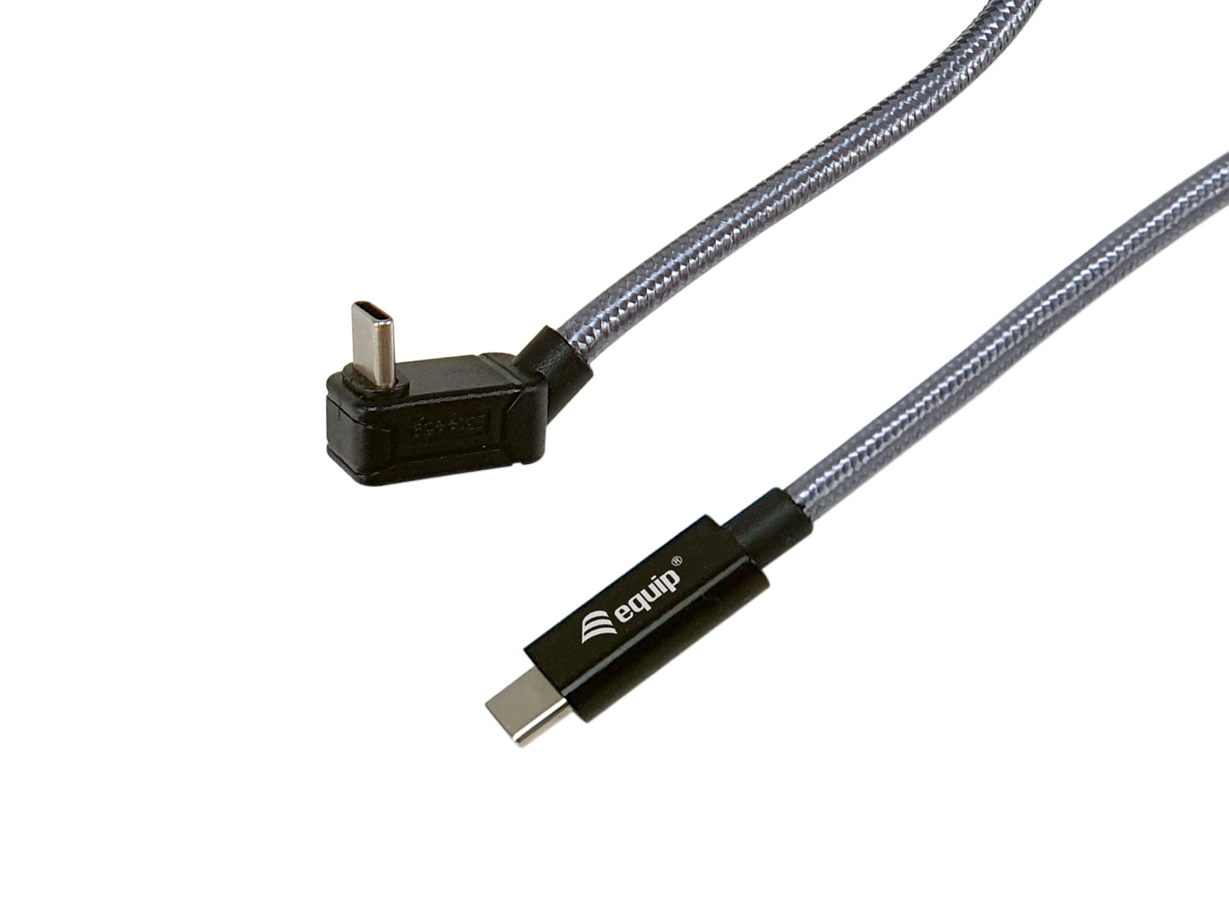 Equip USB-C auf USB-C Kabel – USB4 20 Gbit/s – 2 m – PD 240 W – 4K/60 – Geflochten, Abgewinkelt – Silber