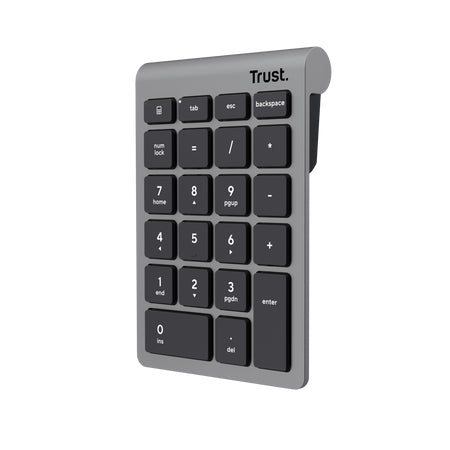 Trust Xalas – Tastatur, kabellos (2,4 GHz), Ziffernblock, Scissor, Silber – für Windows & macOS