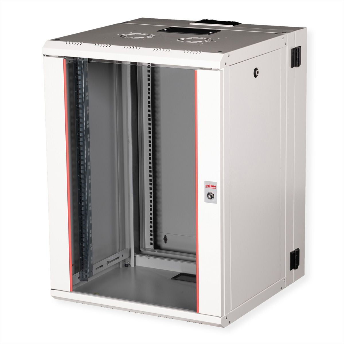 ROLINE Pro – 19" Wandverteiler 16U, IP20, abschliessbar, 600 × 600 × 818 mm, lichtgrau