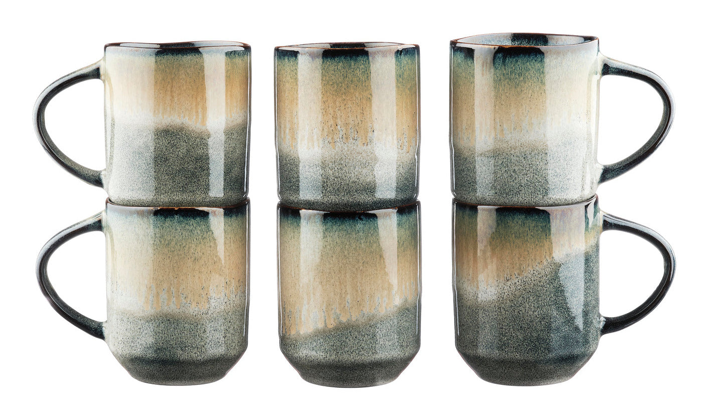 Björn GENESIS Tasse – 0,40 l, Keramik, blau, grau, Henkel, 6 Stück